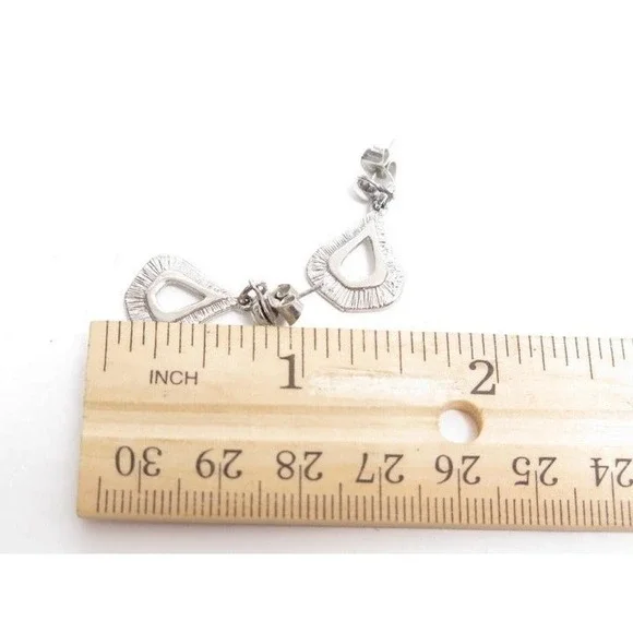 Vintage Silver Plated Teardrop Dangle Pierced Earrings - Picture 3 of 3